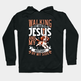 Jesus and dog - Brittany Spaniel Hoodie